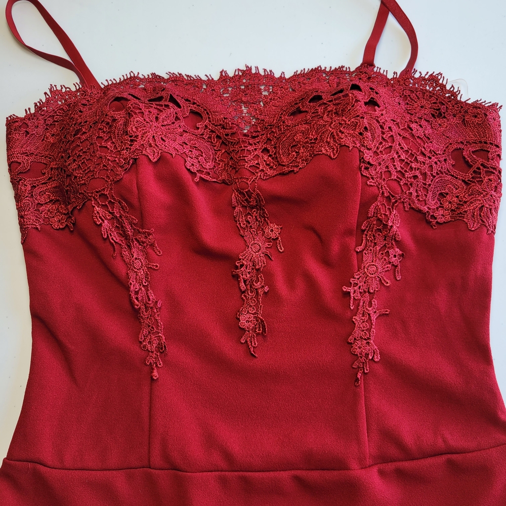 Fashion Nova Red Lace Bodysuit - Picture 2 of 6